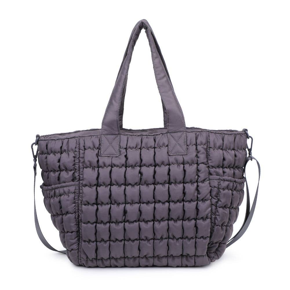 Dreamer - Quilted Puffer Nylon Tote: Black