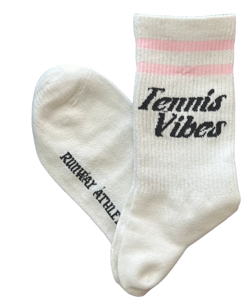 Tennis Socks - Tennis Vibes Retro Black and Lite Pink