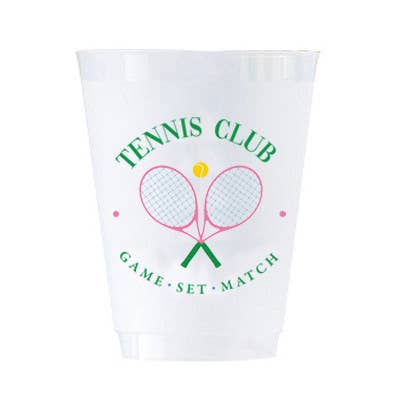 16 oz Shatterproof Cups | Set of 8 | Tennis Club