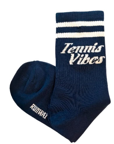 Tennis Vibes Socks - Navy and White