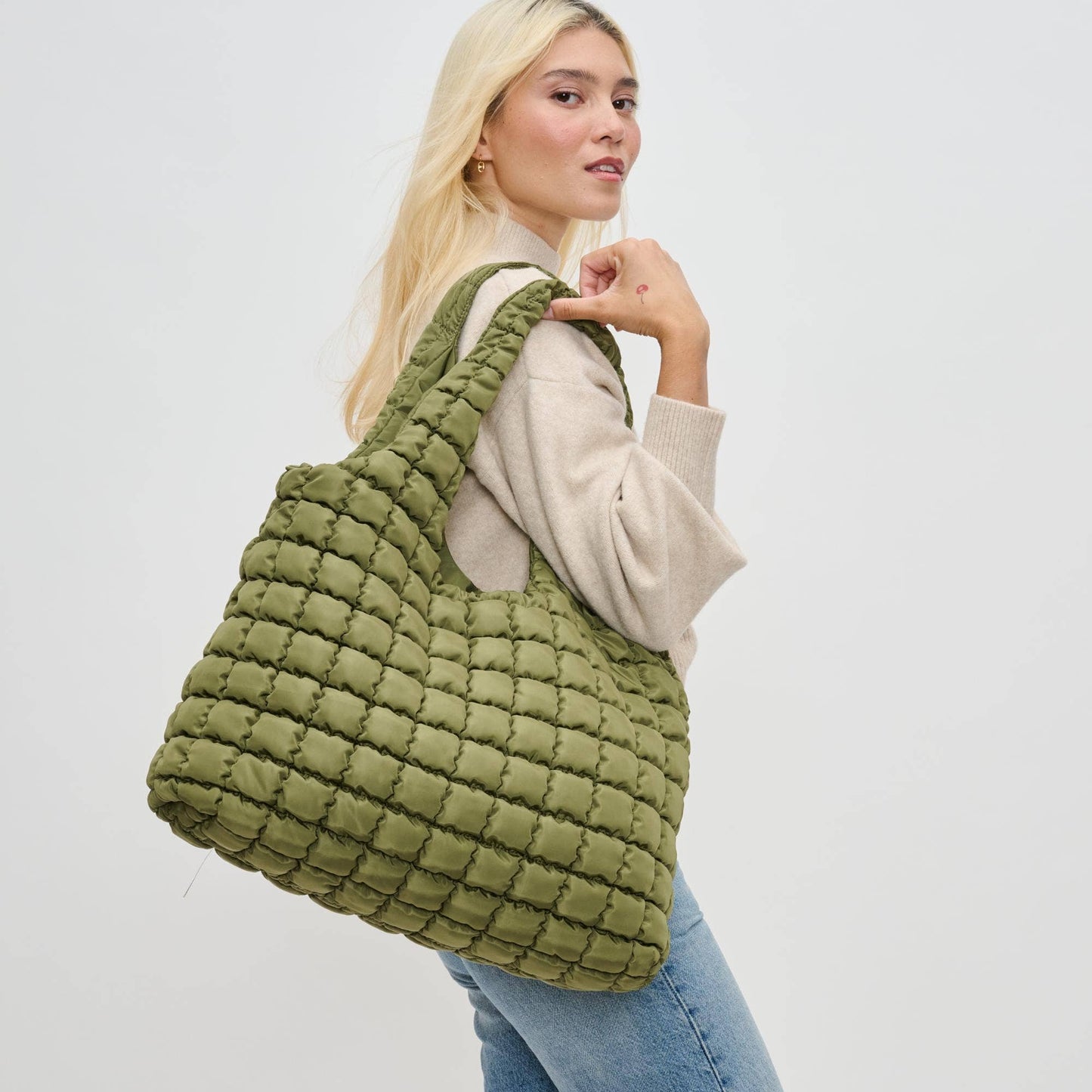 Elevate - Quilted Puffer Nylon Hobo: Brown