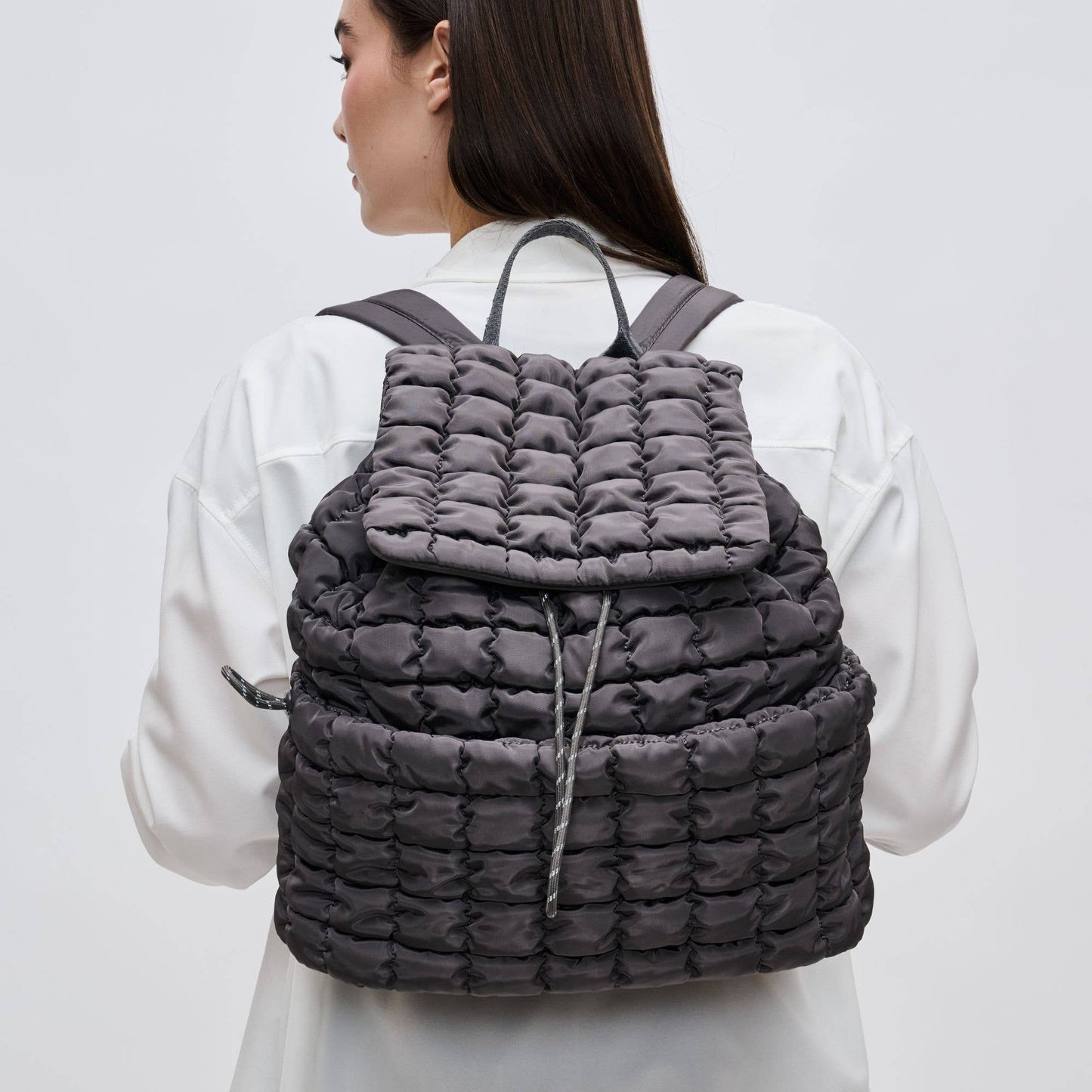 Vitality - Quilted Puffer Nylon Backpack: Black