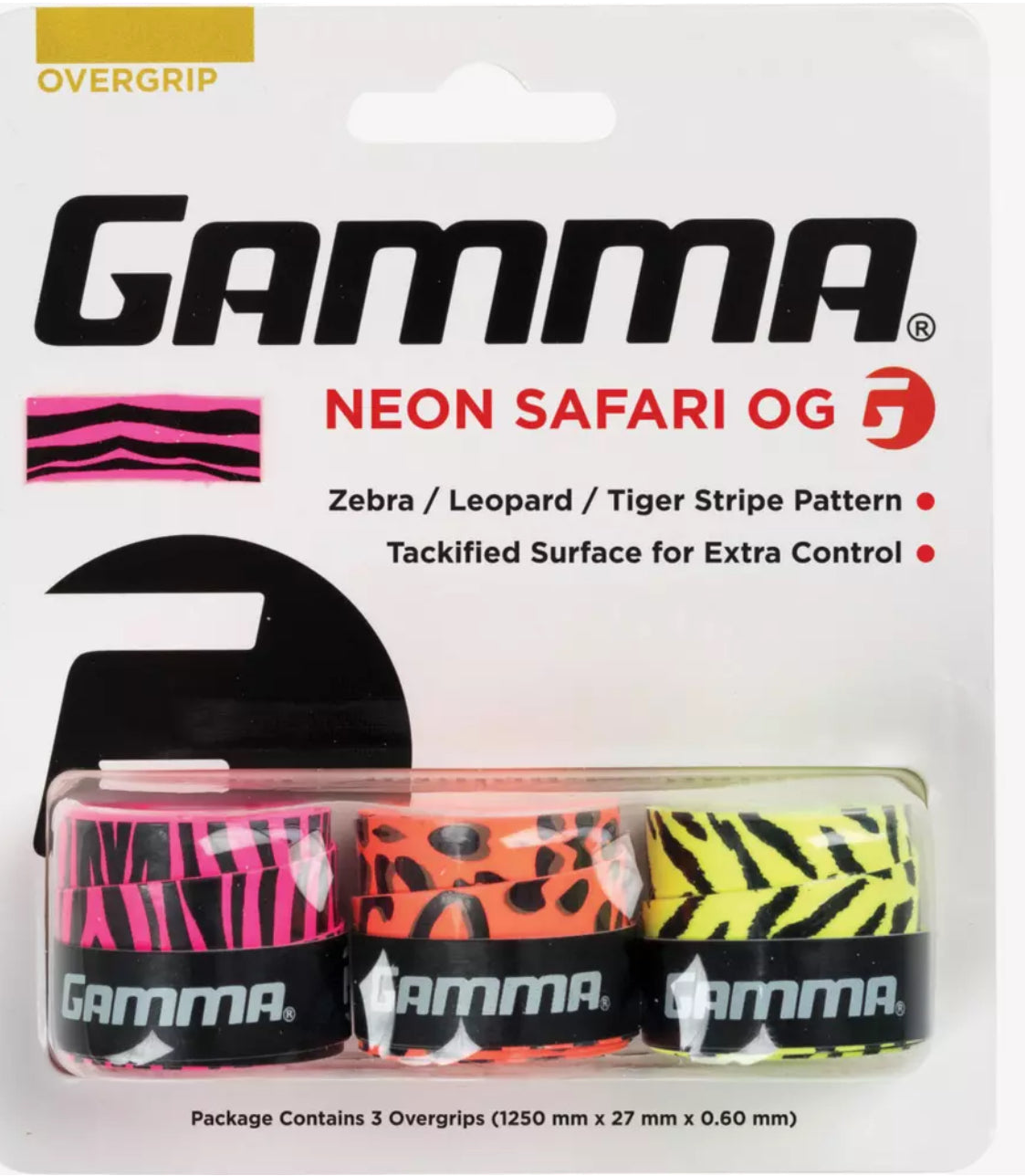 Gamma Neon Safari Overgrip 3pk Asst