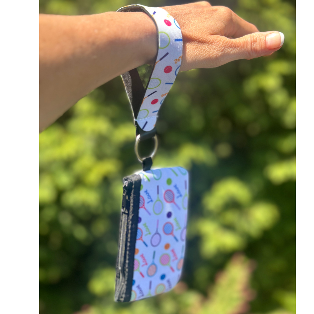 Tennis Credit Card Holder for Women, Zipper Wristlet