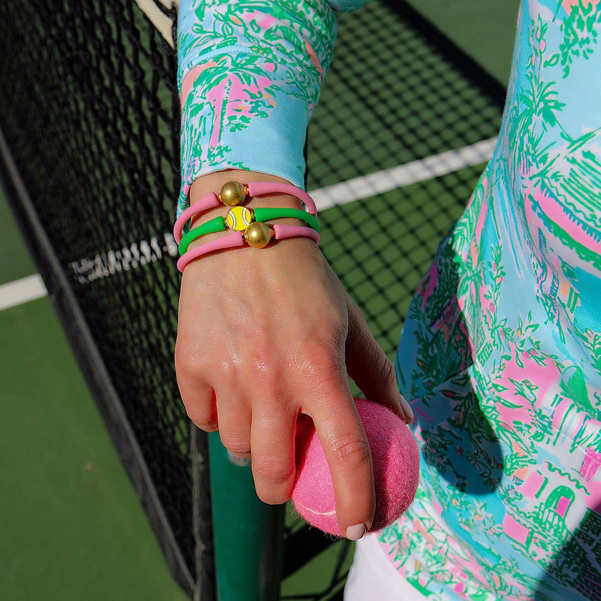 Canvas Enamel Tennis Ball Silicone Bali Bracele