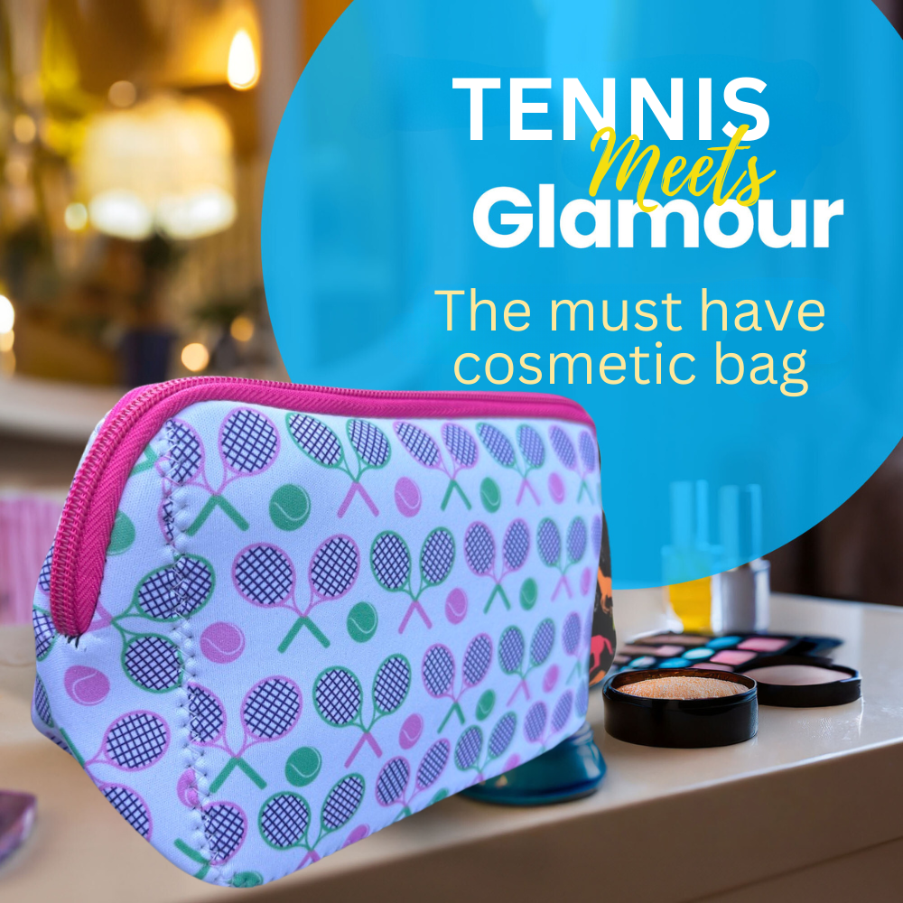 Tennis Racket Cosmetic Bag - Pink and Green