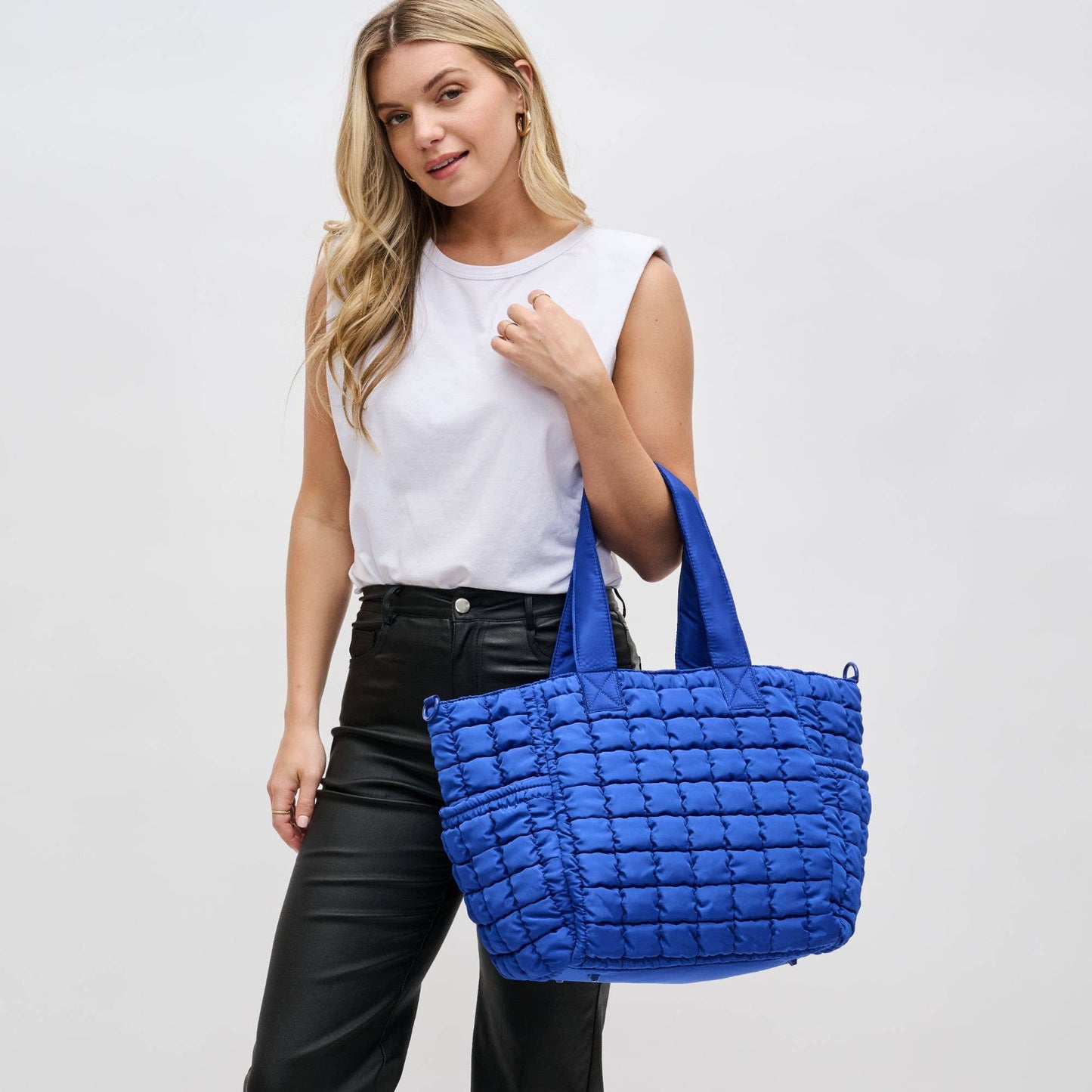 Dreamer - Quilted Puffer Nylon Tote: Black