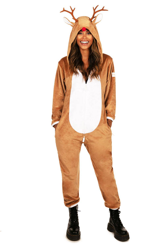 Unisex Reindeer Christmas Jumpsuit: XL