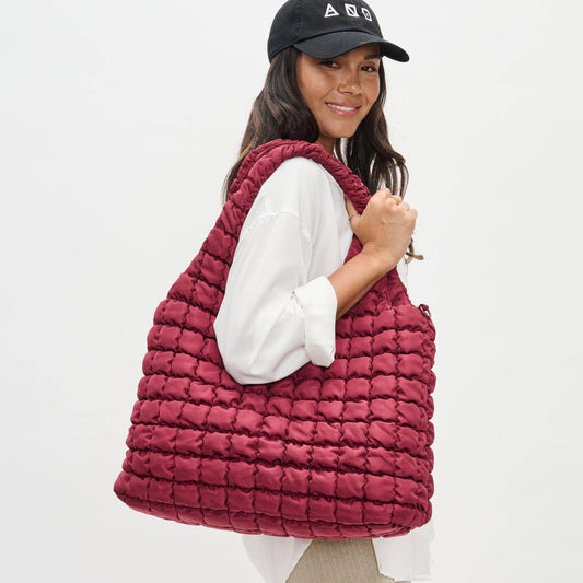 Elevate - Quilted Puffer Nylon Hobo: Brown