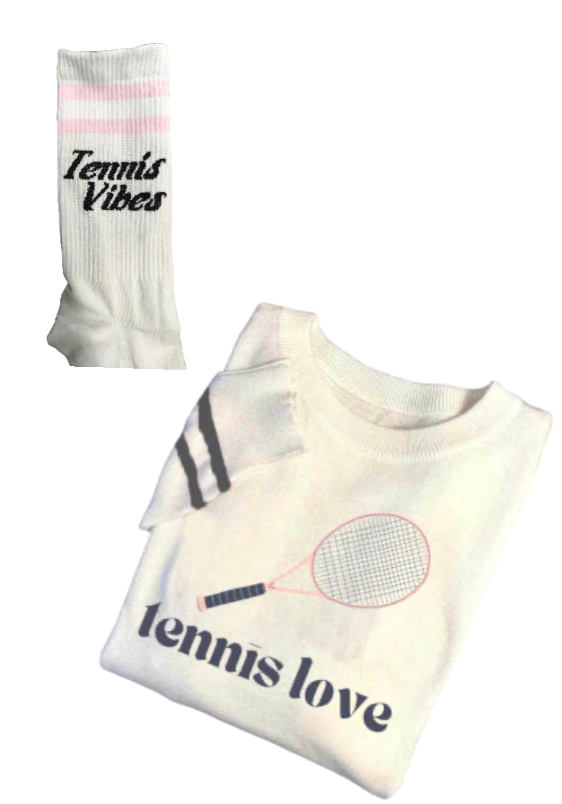 Tennis Socks - Tennis Vibes Retro Black and Lite Pink