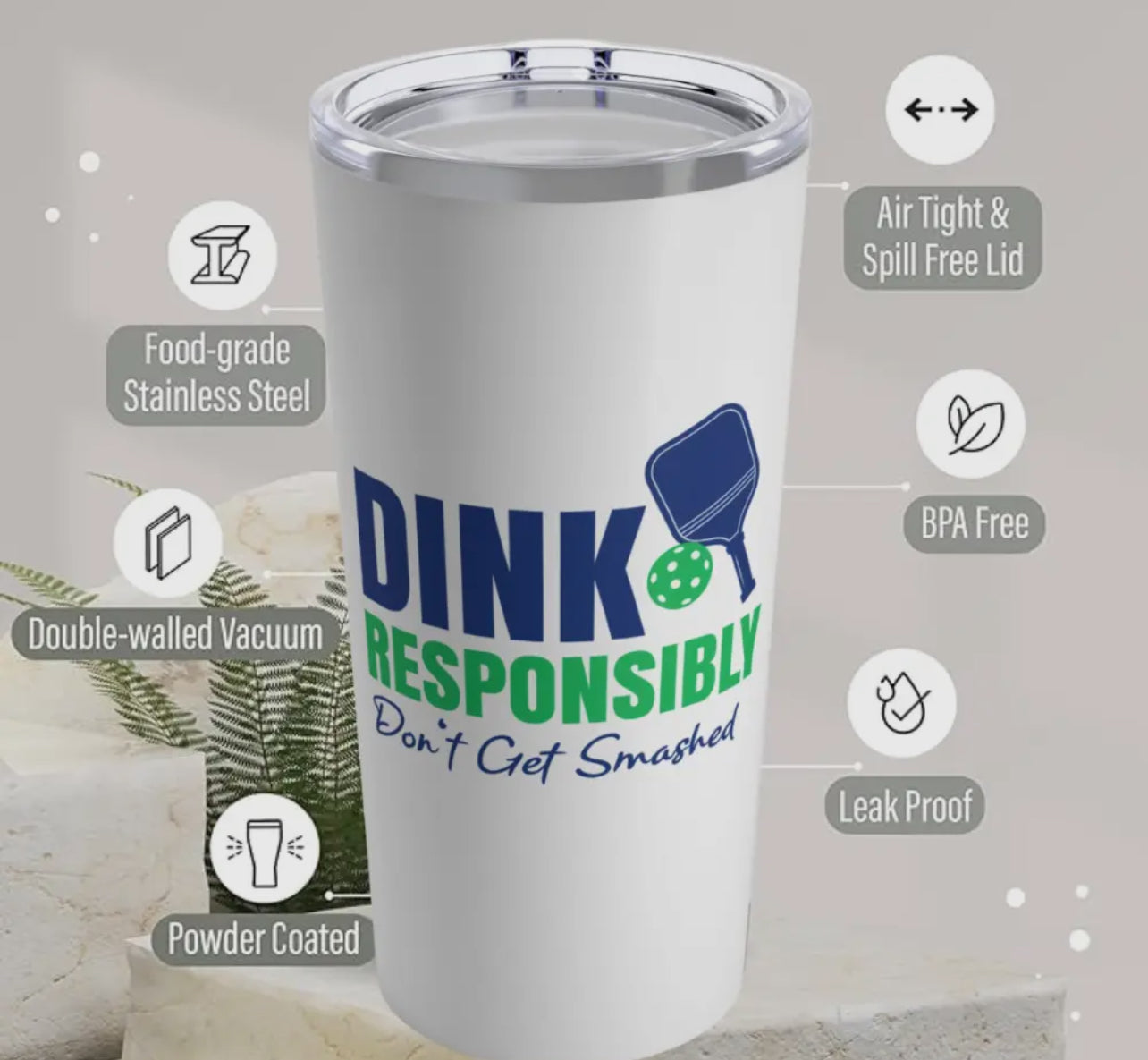 Born To Rally 20oz Pickleball Tumbler “Don’t Get Smashed