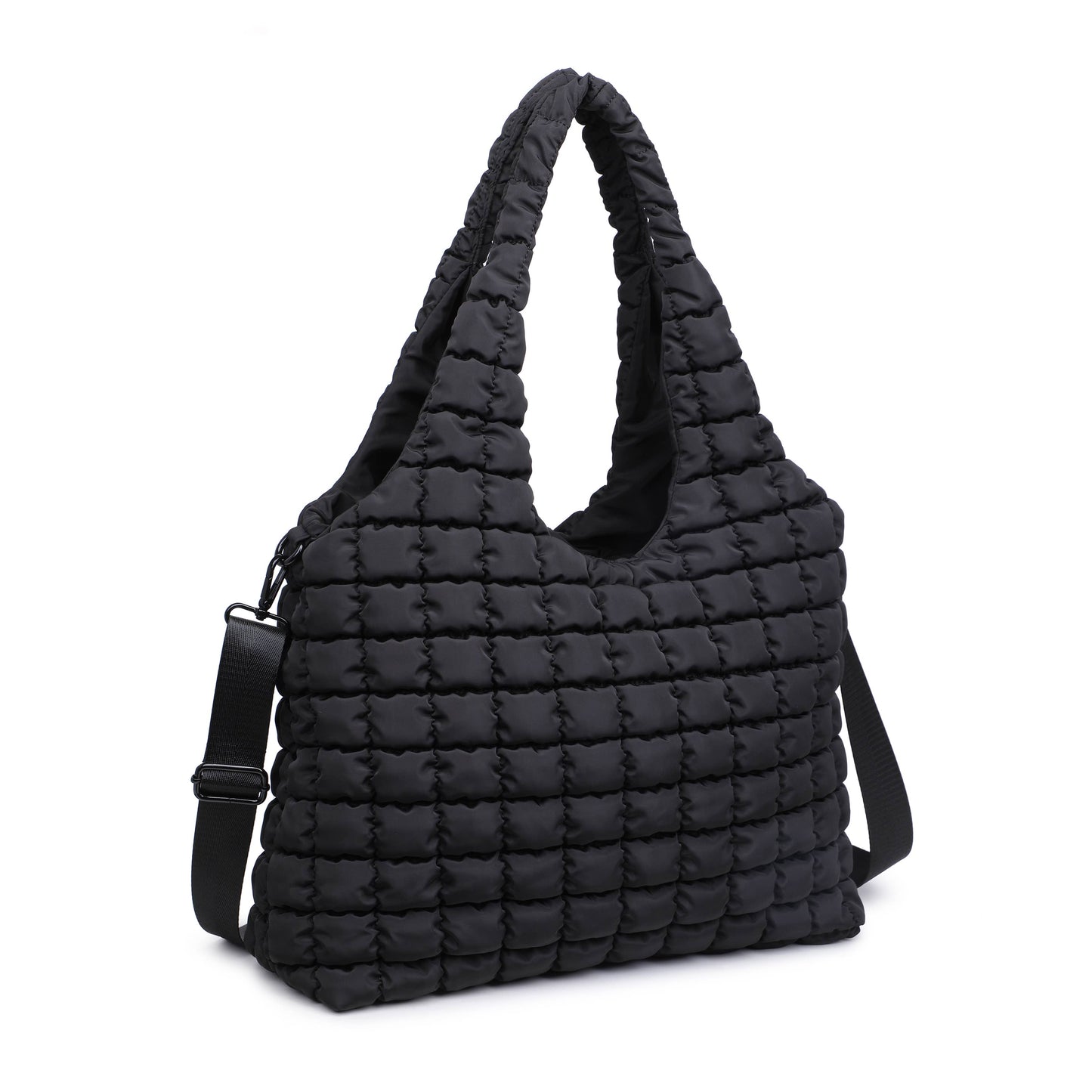 Elevate - Quilted Puffer Nylon Hobo: Black