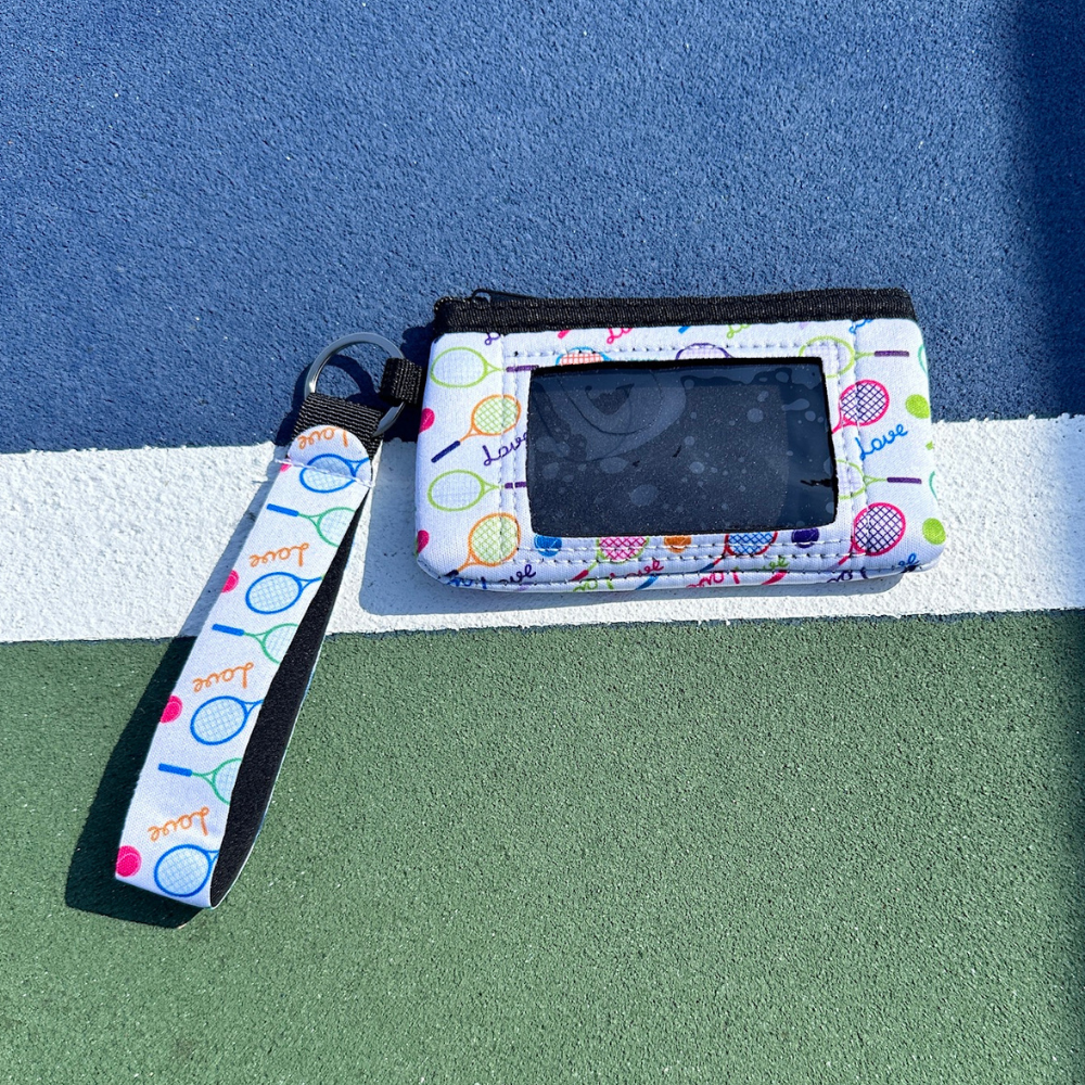 Tennis Credit Card Holder for Women, Zipper Wristlet