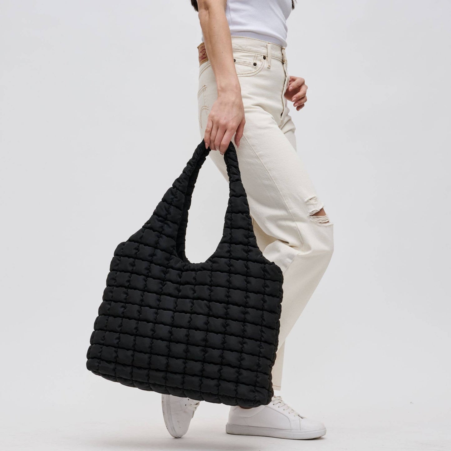 Elevate - Quilted Puffer Nylon Hobo: Black