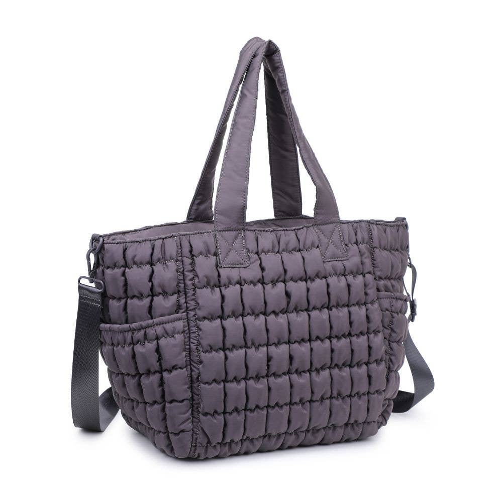 Dreamer - Quilted Puffer Nylon Tote: Black