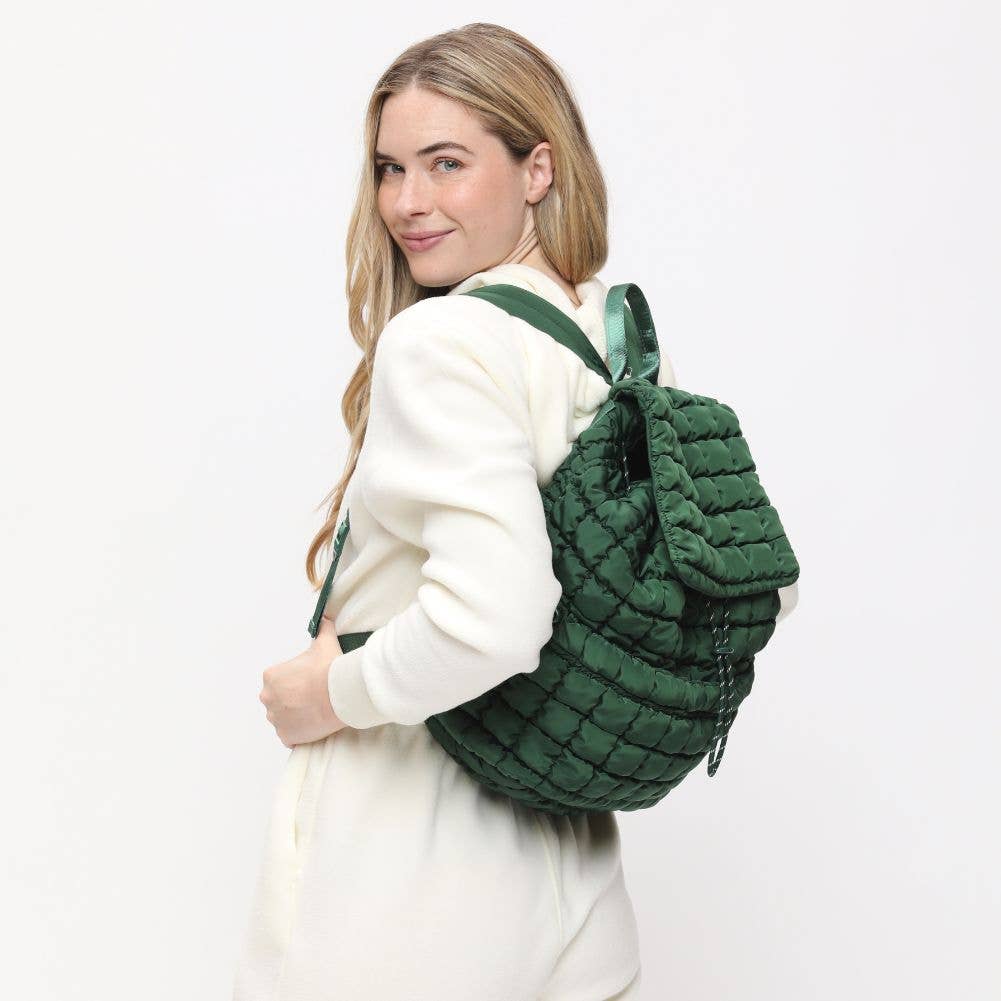 Vitality - Quilted Puffer Nylon Backpack: Emerald