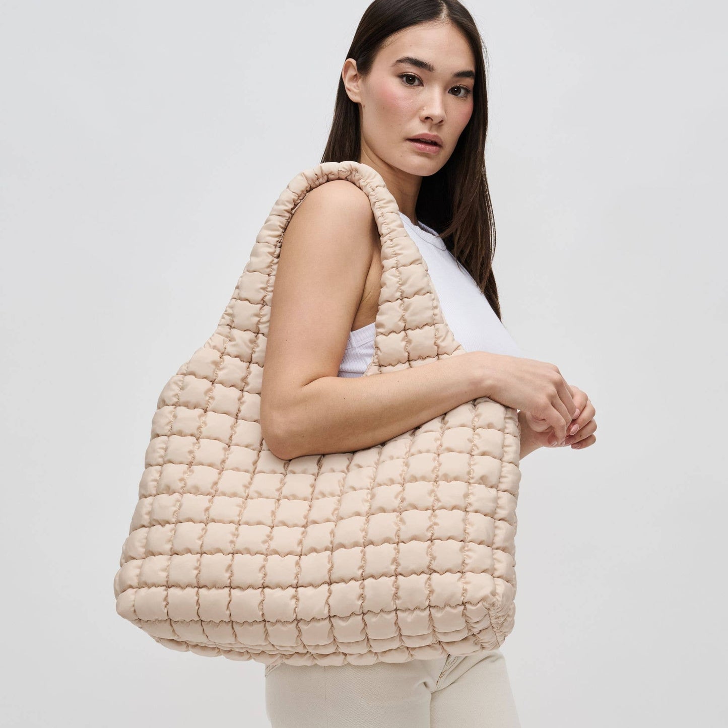 Elevate - Quilted Puffer Nylon Hobo: Brown