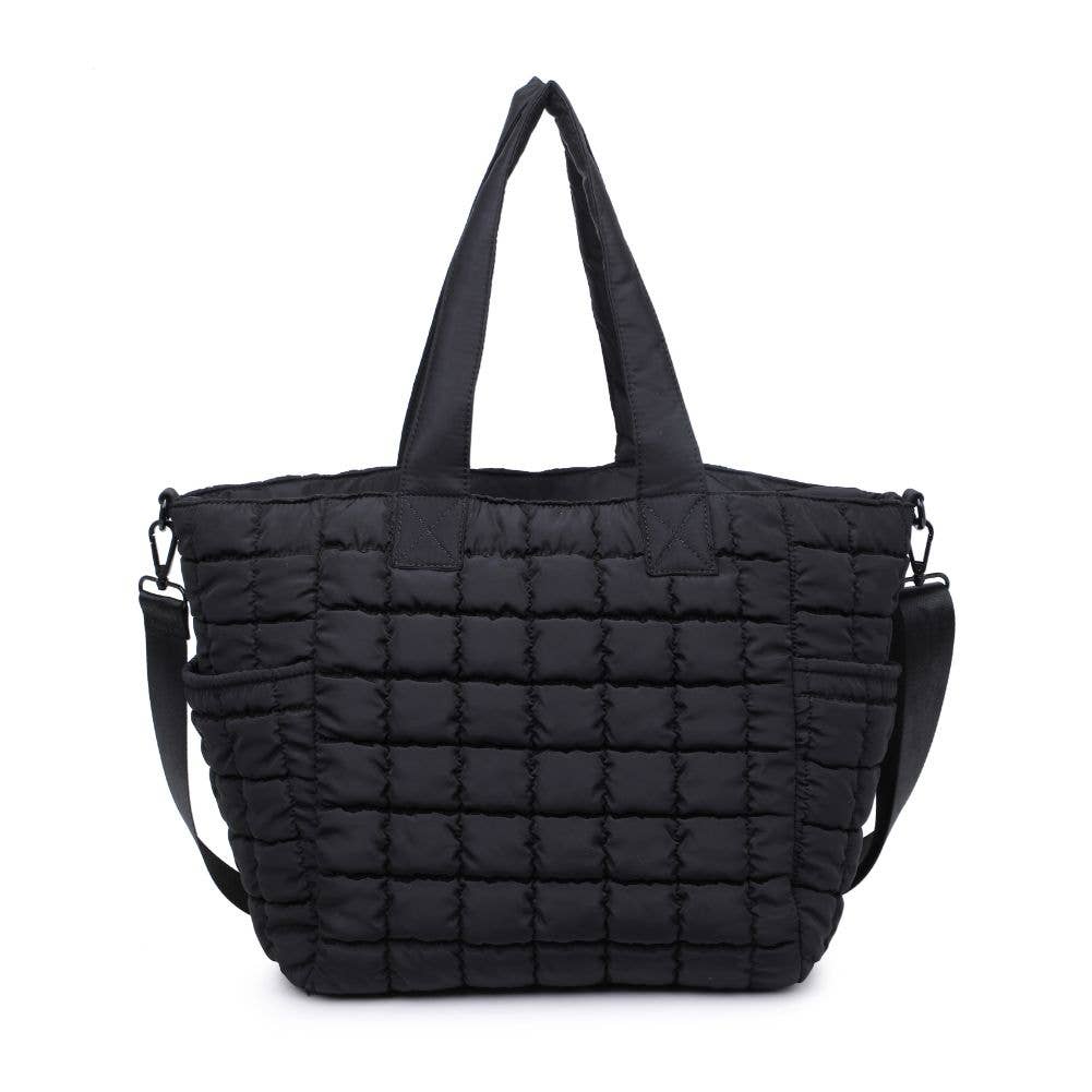 Dreamer - Quilted Puffer Nylon Tote: Black