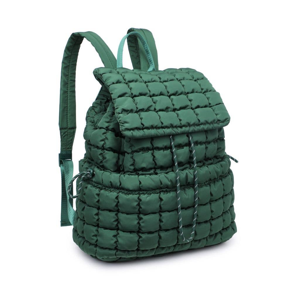 Vitality - Quilted Puffer Nylon Backpack: Emerald