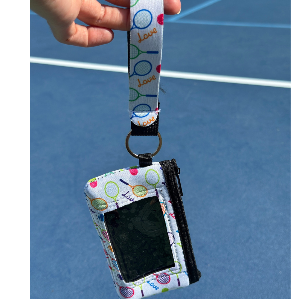 Tennis Credit Card Holder for Women, Zipper Wristlet