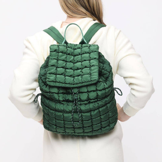 Vitality - Quilted Puffer Nylon Backpack: Emerald