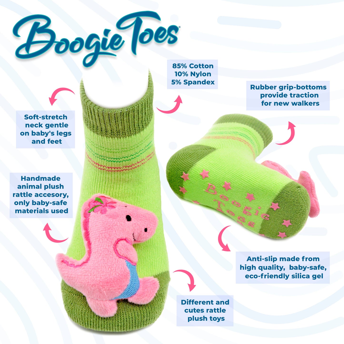 Tennis Boogie Toes Rattle Socks: 0-1Y