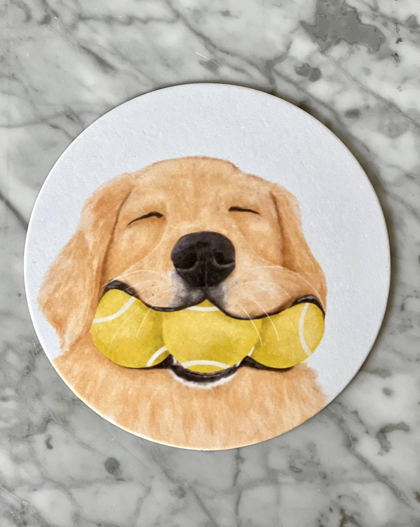 Dog WIth Tennis Balls Coaster