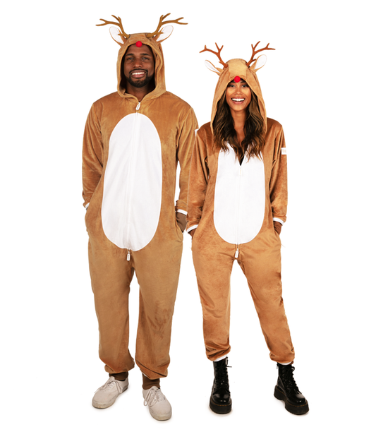 Unisex Reindeer Christmas Jumpsuit: L