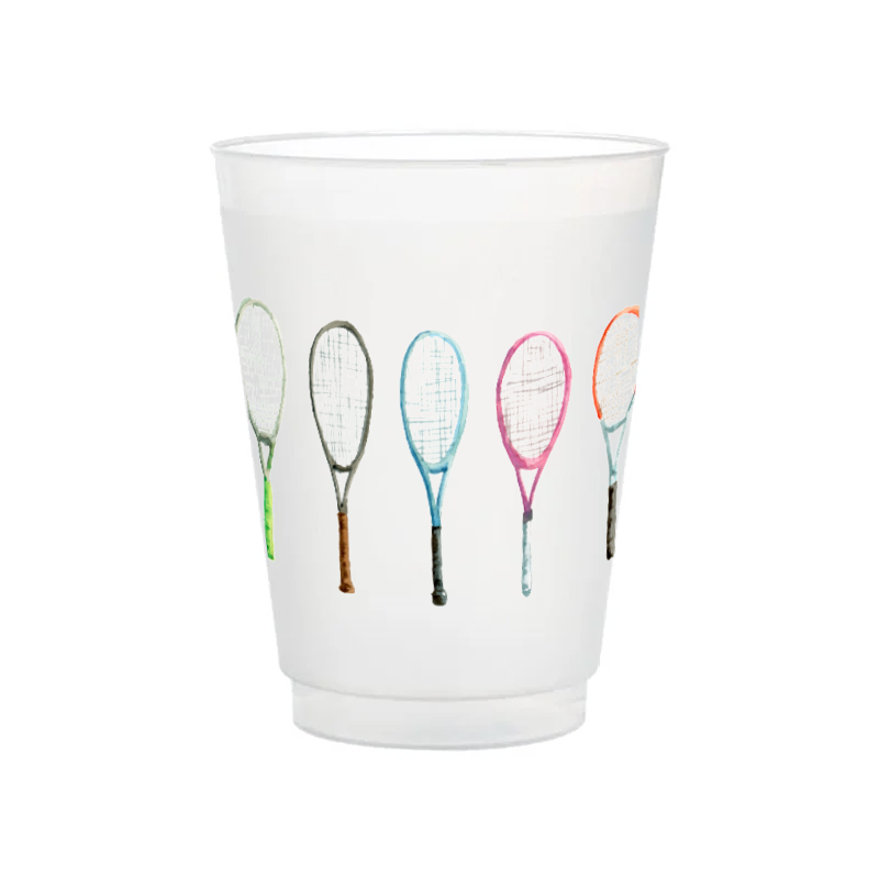 Tennis Rackets Frosted Cups | Set of 6