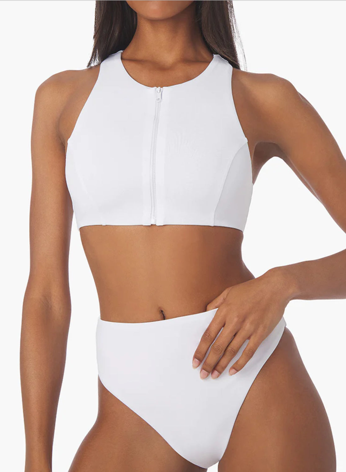 Zip-Front Crop Bikini Top