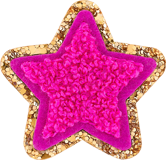 Fuchsia Mini Glitter Varsity Star Patch